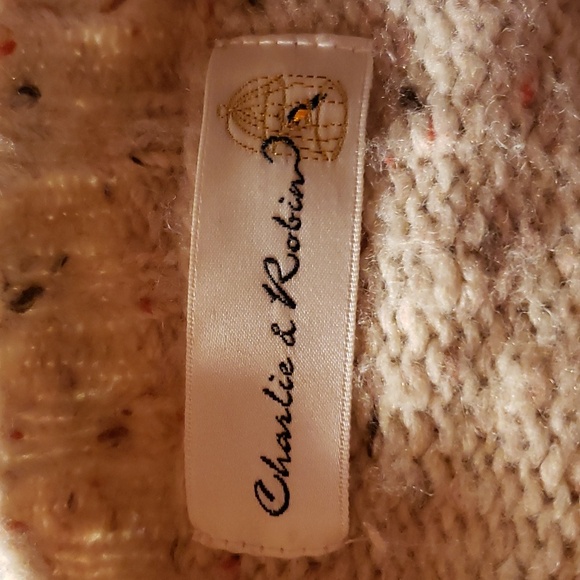 Charlie and Robin Oatmeal Wool Acrylic Nylon Crew Neck Sweater size large - Picture 3 of 4